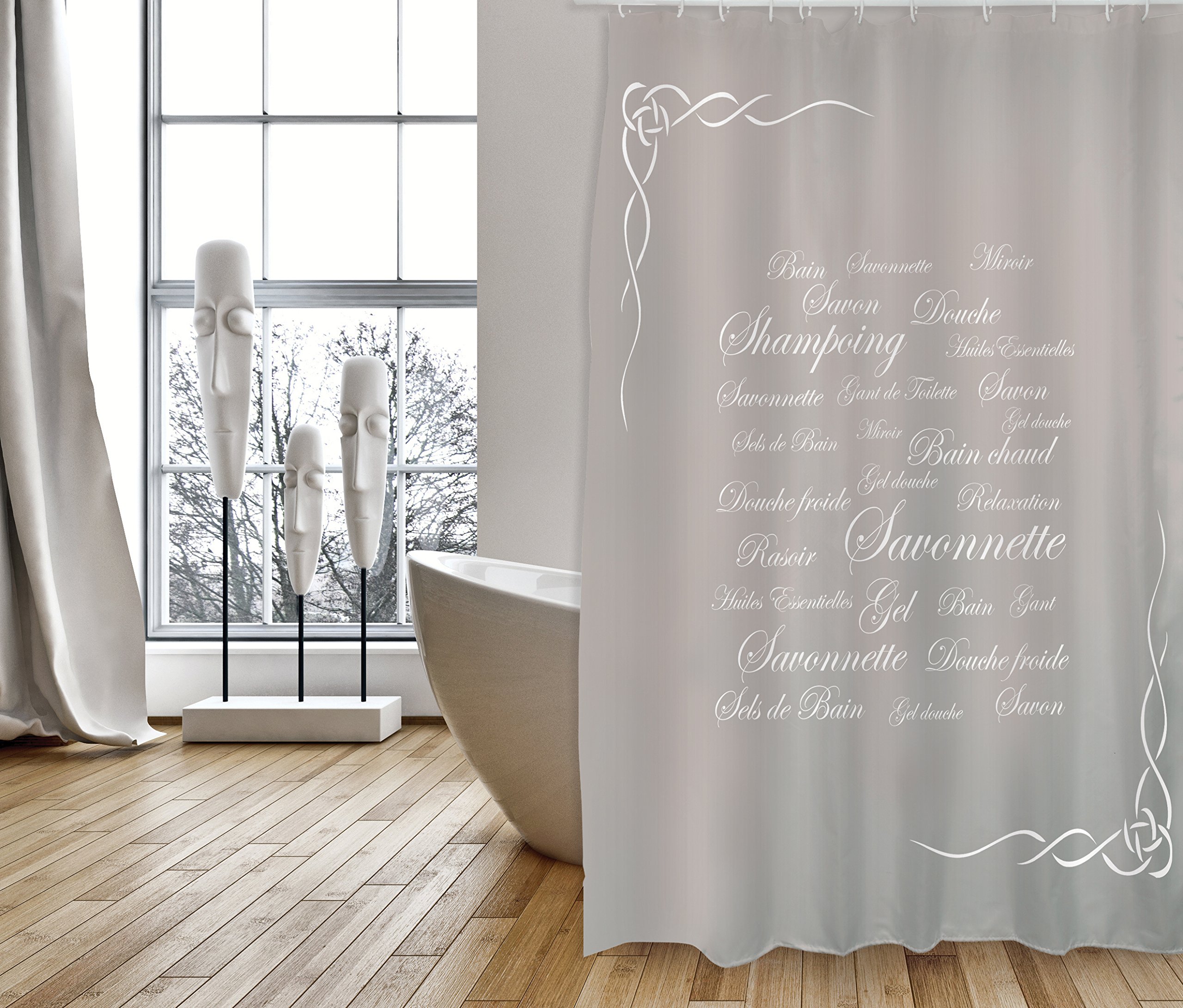 MSV Shower curtain Premium 180x200cm Grasse grey-brown