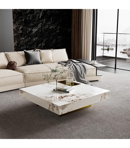 Amazon.com: Acme Aziz Contemporary Metal Coffee Table with Stone