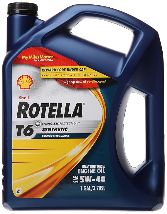 Shell Rotella T6 Full Synthetic Heavy Duty Engine Oil 5W40, 1 Gallon