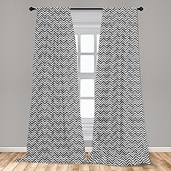 Lunarable Grey and White Curtains, Zigzag Arrow