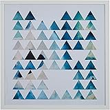 Amazon Brand – Rivet Teal Blue Geometric Modern Print Wall Art in White Frame, 32" x 32"