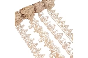 AIETSYEI Gold Lace Trim 4 Style Each 2Yards Gold Lace Ribbon Metallic Crafts Lace Floral Embroidery Lace Trim for Home Decoration Garments Accessories