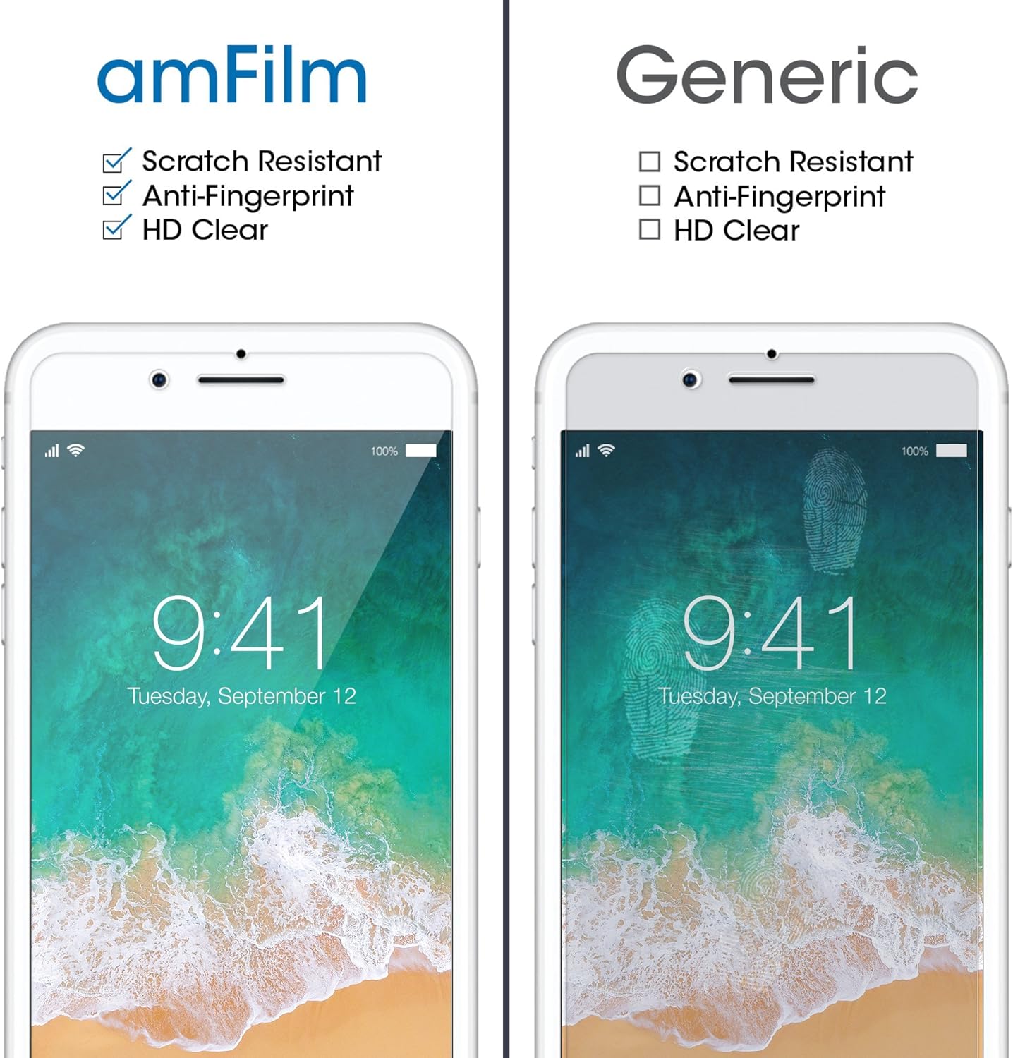amFilm Glass Screen Protector for iPhone 8, 7, 6S, 6 (4.7 Inch)(2 Pack) Tempered Glass Screen Protector