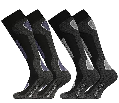 STARK SOUL Ski Funktionssocken, Wintersport Socken mit Spezial Polsterung, 2 Paar