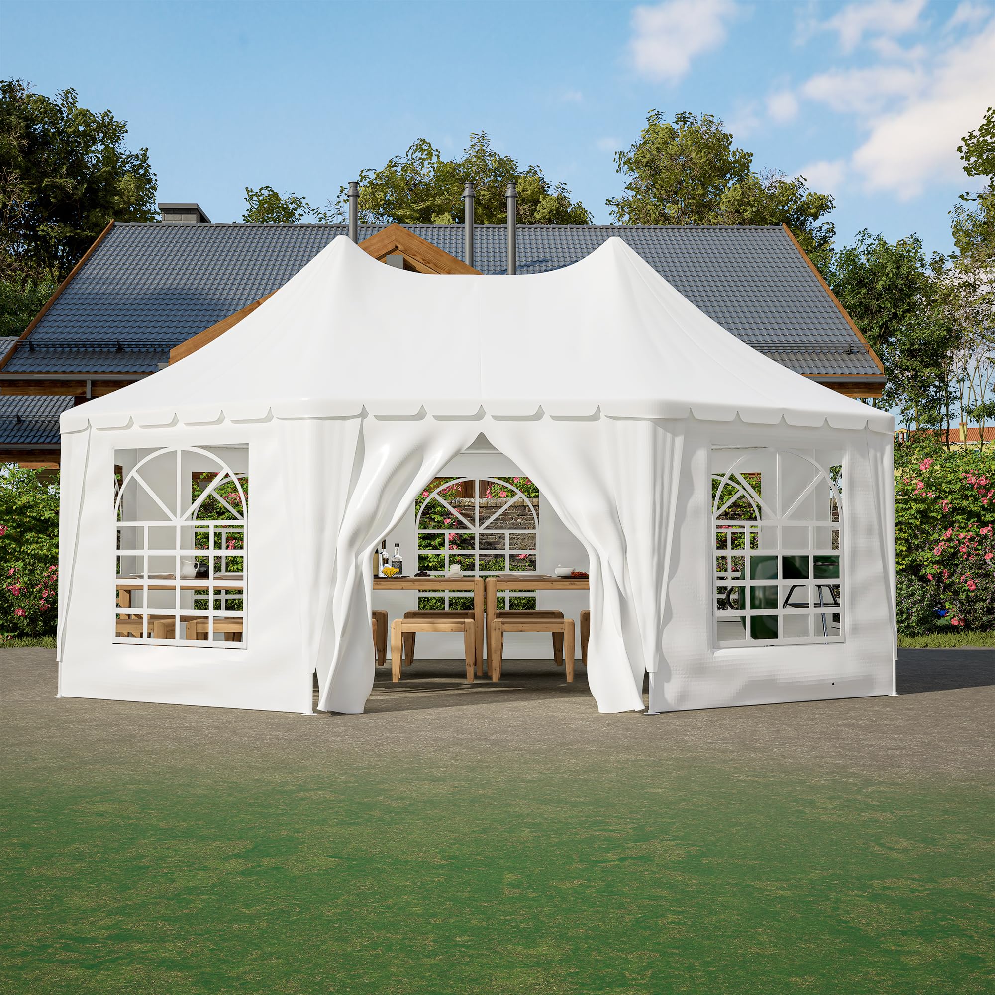 Photo 1 of ** Frame only *** YOPTO 20x15 Party Tent Outdoor Tents for Parties,6 Removable Sidewalls with Window,Heavy Duty Outdoor Canopy Gazebo W/ 2 Double Zipper Doors,for Party,Events,Wedding,Camping,Carport,White