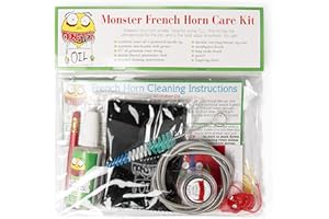 MONSTER OIL Monster French Horn Care and Cleaning Kit | Rotor Valve Oil w/Easy-to-Use Needle Applicator Tip, Slide Grease, and Cleaning Brushes to Take Care of Your French Horn