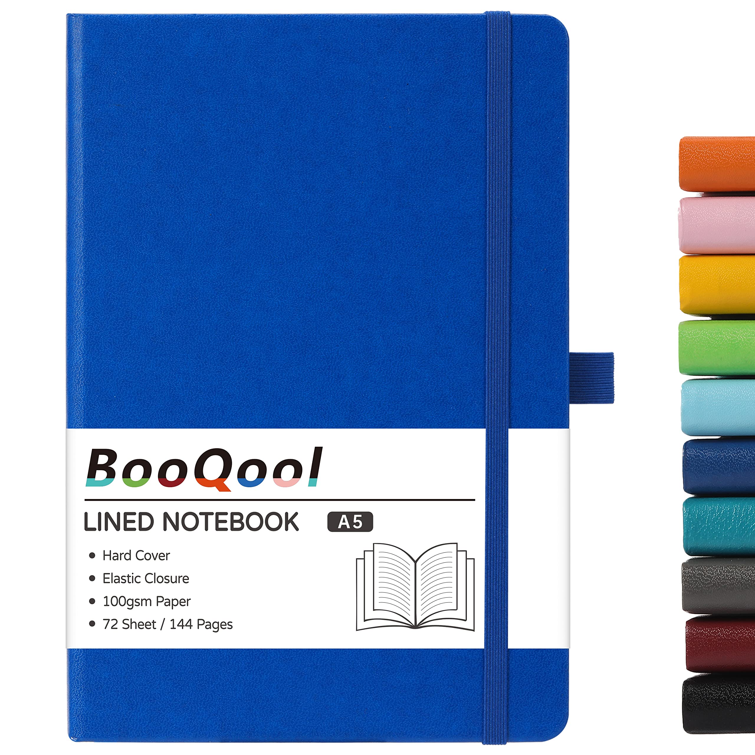 A5 Notebook - Notebook A5 with Premium Paper, Faux Leather Notebook, 5.7" X 8.4", Hardcover, 144 Pages - Navy Blue