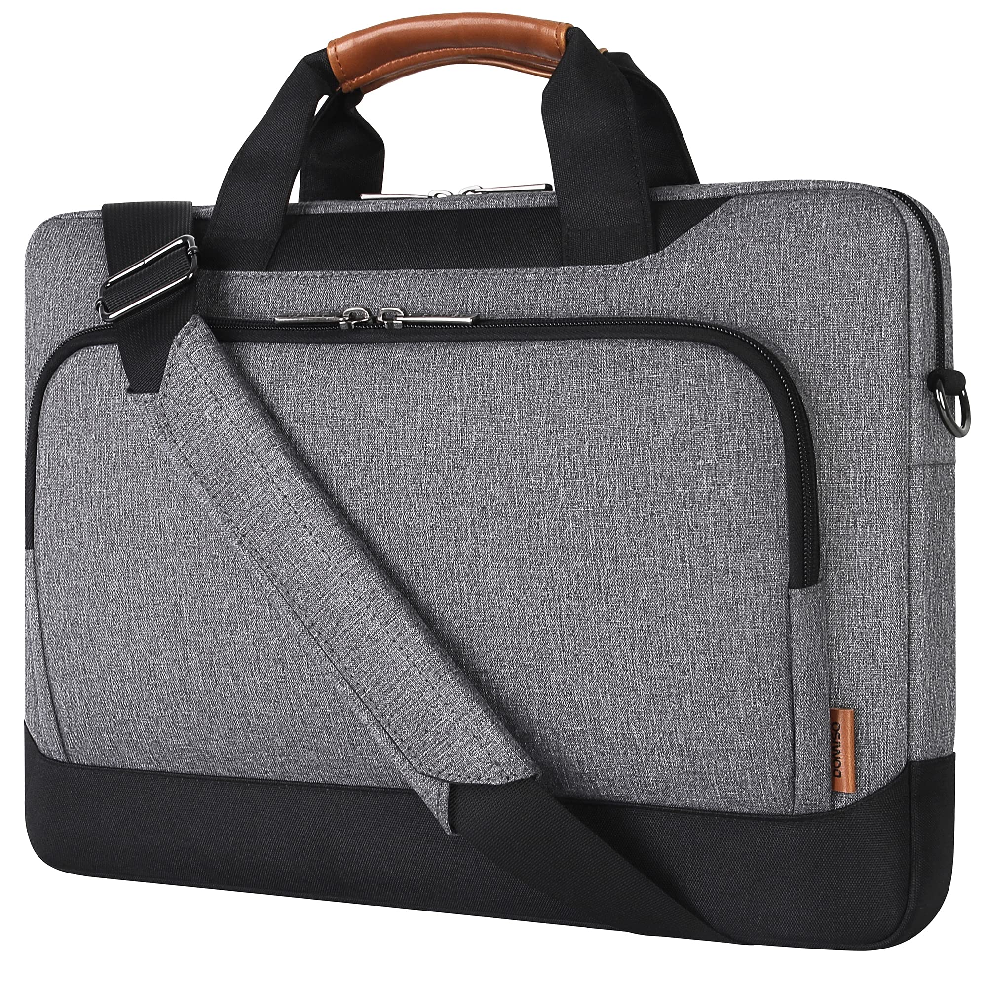 DOMISO 13.5-14 Inch Laptop Sleeve Business Briefcase with Shoulder Strap Portable Carrying Case Compatible with MSI Prestige 14/ASUS Chromebook/Dell Latitude/HP ProBook/MacBook/Acer Swift 3,Grey