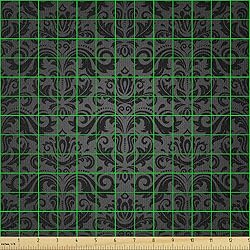 Ambesonne Dark Grey Fabric by The Yard Black Damask
