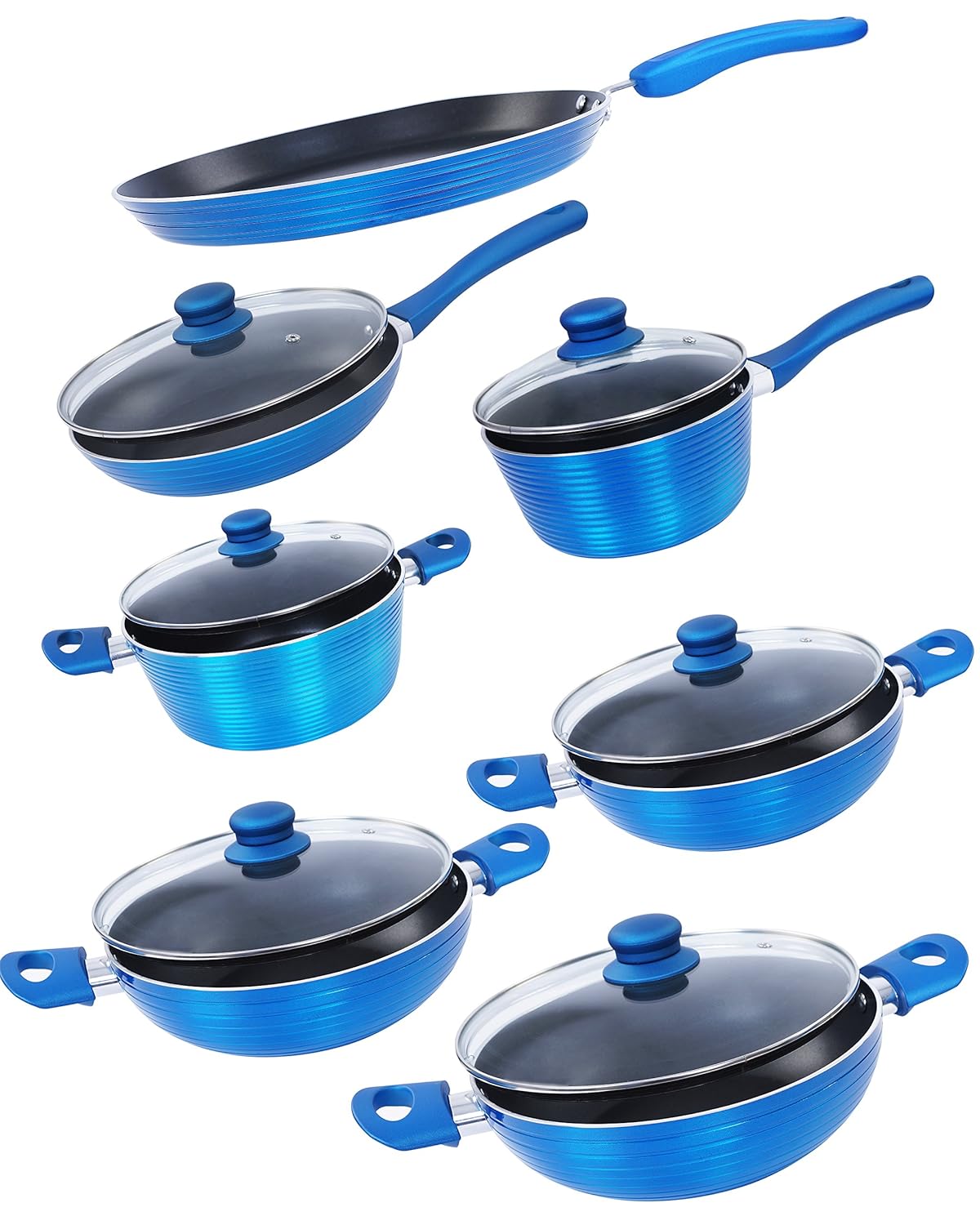 Buy Nirlon Aluminium Cookware Set, 7Pieces, Blue (FGD_1234578) Online