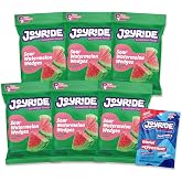 JOYRIDE Sour Watermelon Wedges - Healthy Candy, 6-Pack Bundle | Includes six 3.5 oz bags with bonus 2.5 oz Glacier Peppermint Gum pack. Low Sugar, Dye Free, Low Calorie Sour Gummies