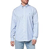 Stretch Cotton Non-Iron Oxford Polo Button-Down Collar, Outline Check Shirt