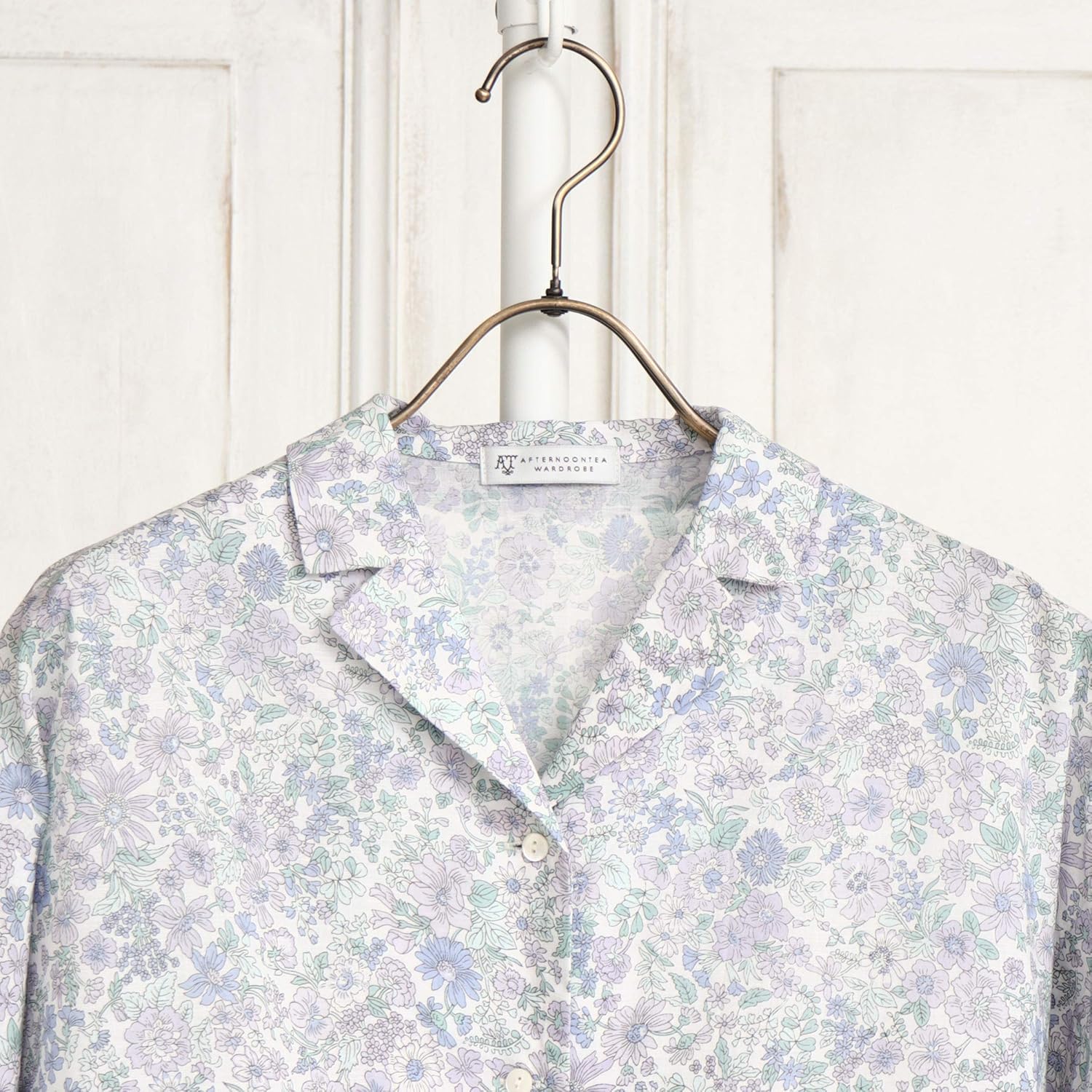 Amazon アフタヌーンティー リビング Afternoontea Living ワンピース チュニック Gn24 リバティ プリント 開襟 ワンピース グリーン ワンピース チュニック 通販