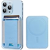 HiWe for MagSafe Wallet, Strongest Magnetic Wallet for iPhone 17/16/15/14/13/12 Series, 7 Cards Holder, Leather Minimalist Slim RFID, 1 Slot, Sky Blue