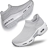 DOUSSPRT Womens Walking Shoes Slip on Sock Sneakers Lady Girls Nurse Mesh Air Cushion Platform Loafers Fashion Casual