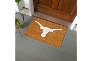 TEAM SPORTS AMERICA NCAA University of Texas Natural Coir Doormat, Official Full Color Team Logo, 28 x 16 Inches, Non Slip Back, Front Door Welcome Floor Mats, Indoor Outdoor Entrance Rug