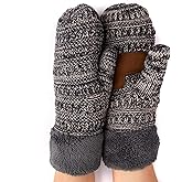 C.C CC Super Thick Fuzzy Fleeced Lined Warm Winter Knitted Mittens Gloves