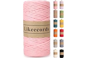 Likeecords 4mm Single Strand Macrame Cord 80m Colored Macrame Rope, Cotton Rope Macrame Yarn, Colorful Cotton Craft Cord Wall Hangings, Plant Hangers, Crafts (Pink)