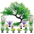 MyLifeUNIT Fish Tank Decorations, 15 Pack Artificial Aquarium Plants Tree Set for Fish Tank Decor (Green Set)