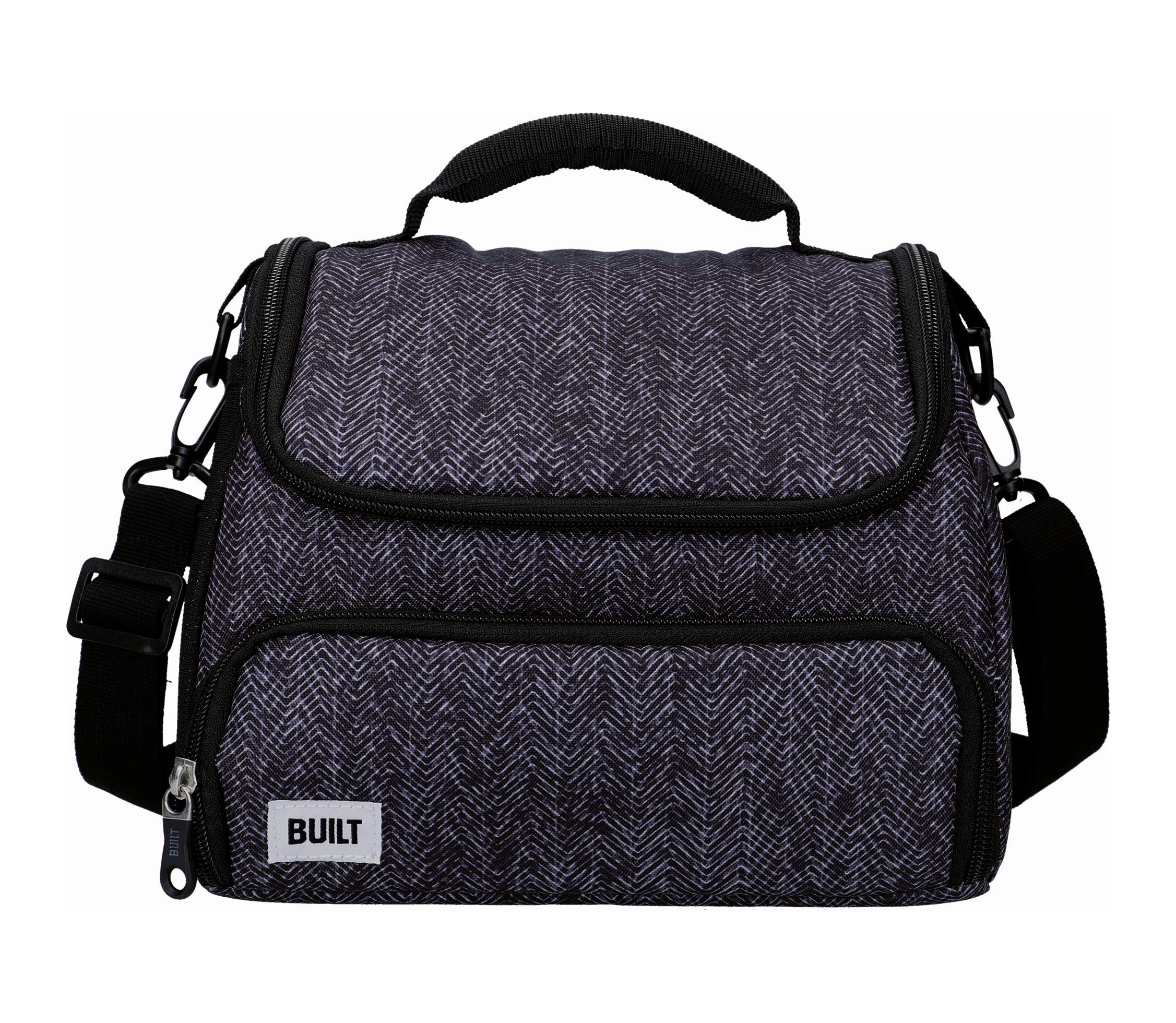 BUILT Insulated Lunch Bag with 'The Professional' Design, Polyester, Black, 18.5 x 27 x 21 cm