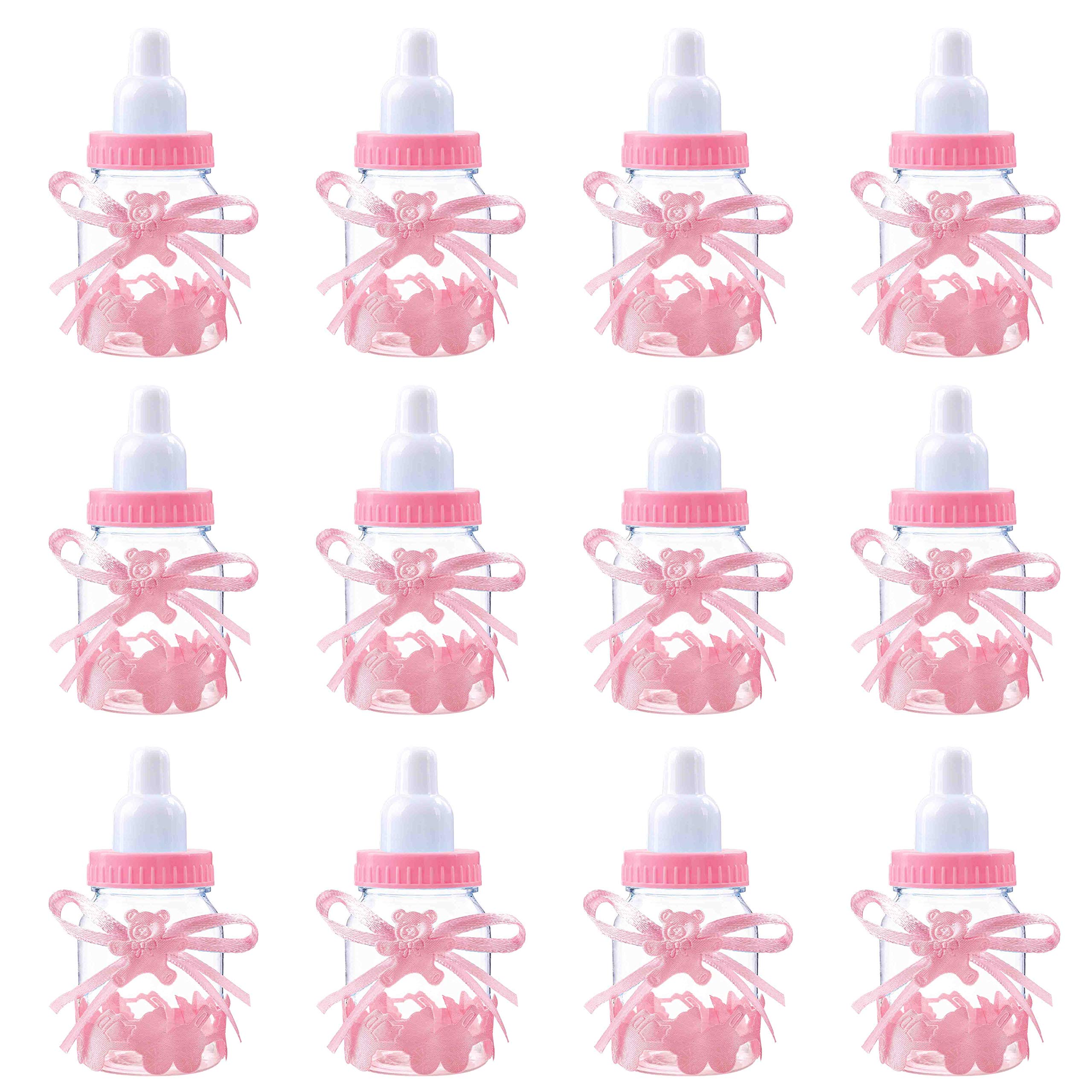 Candy Bottle Baby Girl Reusable Filling Candy Box Gift Box Party Favours Decoration for Baby Shower Kids Birthday Pink12 Pcs