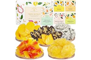 TropiJoy Dried Fruit Christmas Gift Baskets for Women - Chocolate Dipped Dried Mango - Holiday Food Gifts for Her | Dried Fruit Gift Basket | Healthy Christmas Gifts for Women Couples Families Hostess