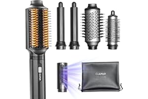 GLAMUP® FusionPro™ 6 in 1 Hot Air Styler- Wrap Curler & Thermal Brush Straightener, High Speed Hair Dryer, Round Brush, Volum