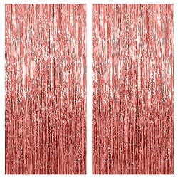 2 Pack Rose Gold Backdrop Birthday Decorations Foil