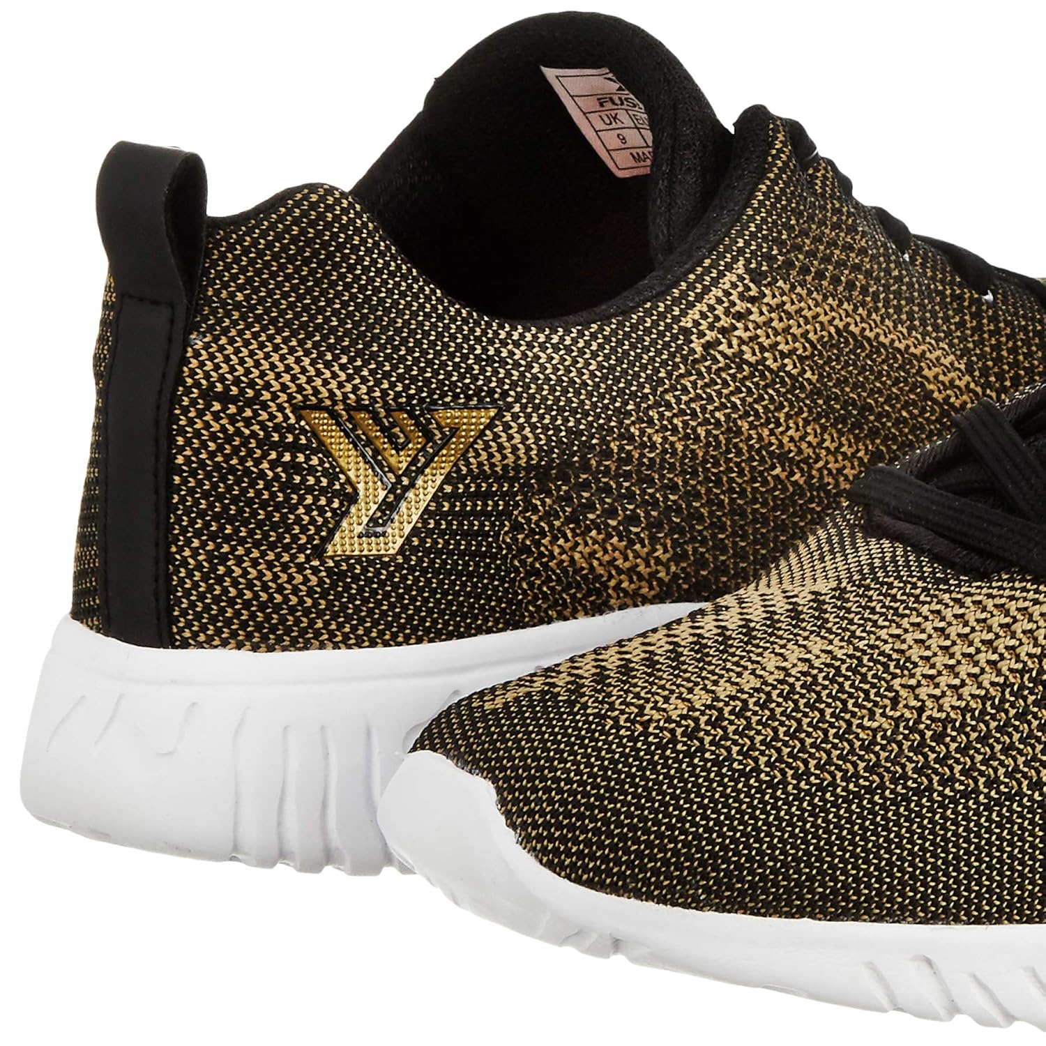 black and gold running shoes