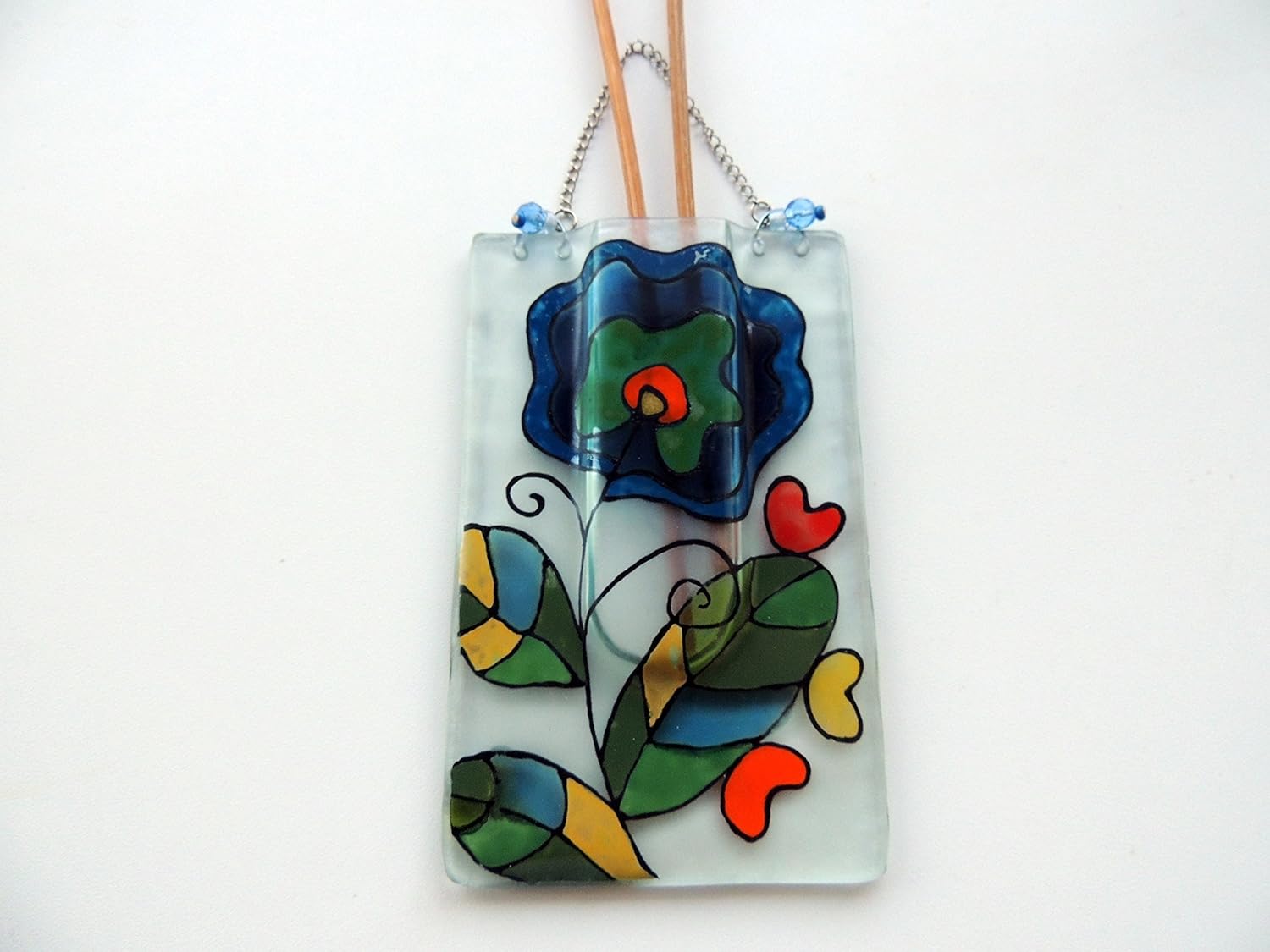 Amazon Com 6 29 X3 85 Fused Glass Pocket Vase Painted Pocket