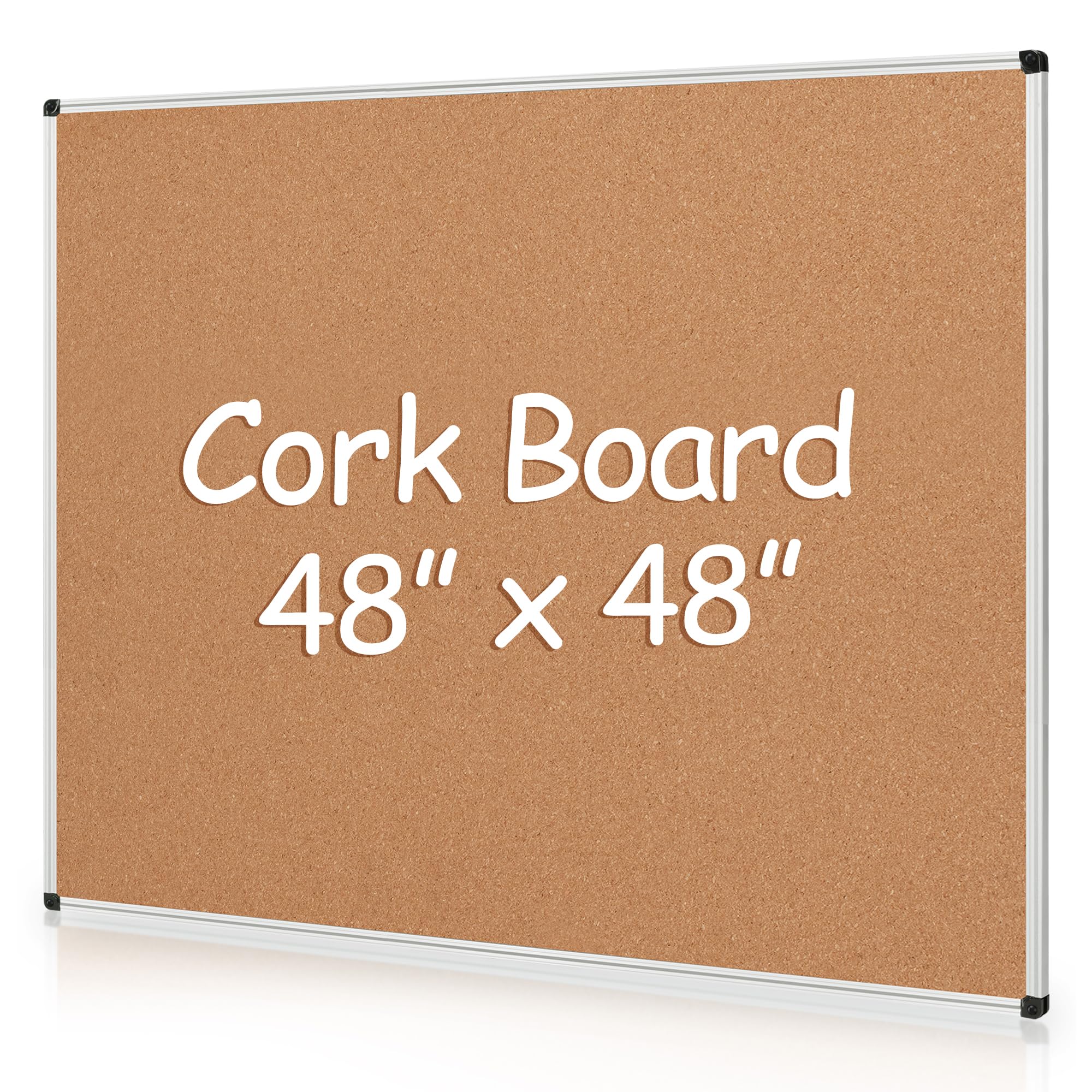 Photo 1 of Board2by Extra Large Cork Bulletin Board 48" X 48", Silver Aluminum Framed 4'x4' Corkboard for Wall, Wall Mounted Notice Pin Board with 18 Push Pins for School, Home & Office