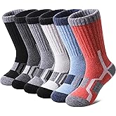 NOCIN COLOR Kids Merino Wool Hiking Socks Boys Girls Toddlers Thermal Winter Warm Boot Thick Cushion Socks 6 Pairs