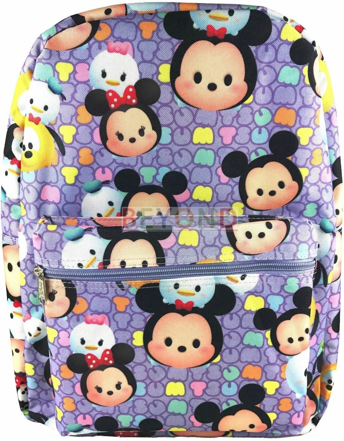 Disney Tsum Tsum School Backpack 16in All Over Print Large Book Bag Purple