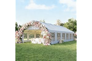 Aoxun 20x40 Party Tent Canopy for Weddings Waterproof Event Tent with Removable Sidewalls &Roll-up Door, Heavy-Duty Steel Frame for Outdoor Weddings, BBQ, Birthday Parties, & Camping,White
