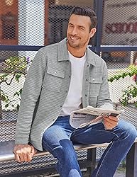 COOFANDY Mens Waffle Shirt Jackets Casual Stylish