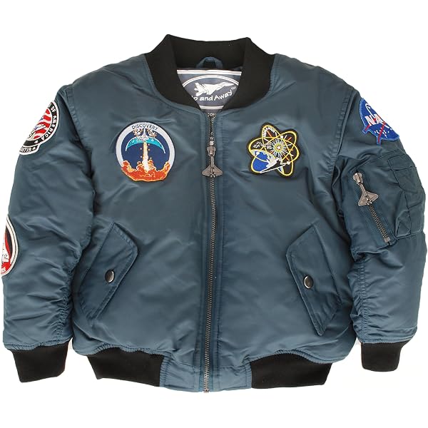 Girl's MA-1 Flight Jacket – Pink Medium-Weight Bomber With 7 Patches, Water-Resistant Nylon, Ages 2-12