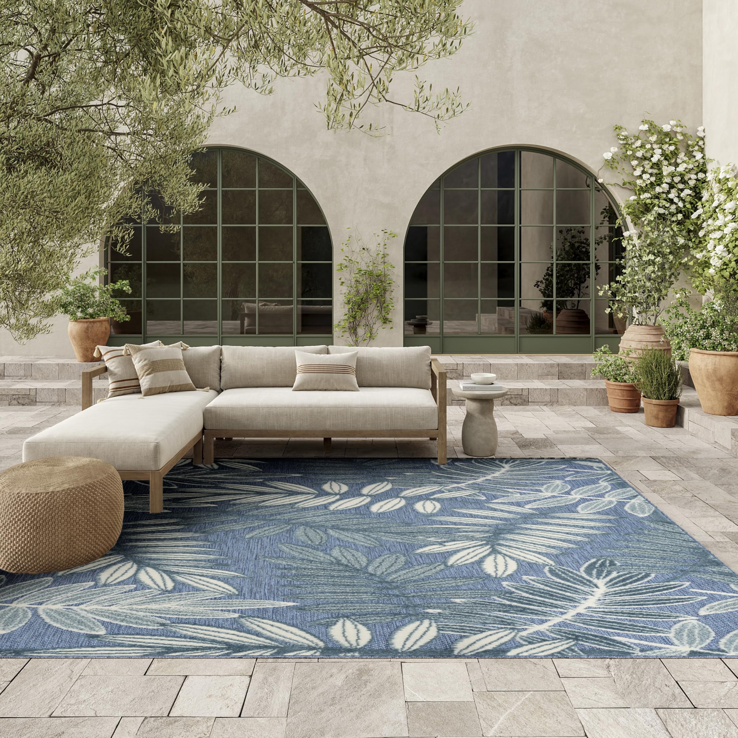 Nourison Aloha Blue 9' x 12' Area Rug - Easy Clean, Non Shedding, Bed Room, Living Room, Dining Room, Kitchen (9' x 12') Image