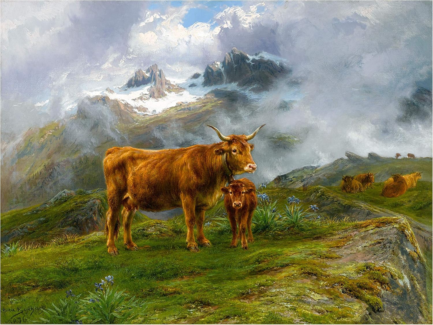 Cows Mountains R. Bonheur Tile Mural Kitchen Bathroom Backsplash Marble Ceramic