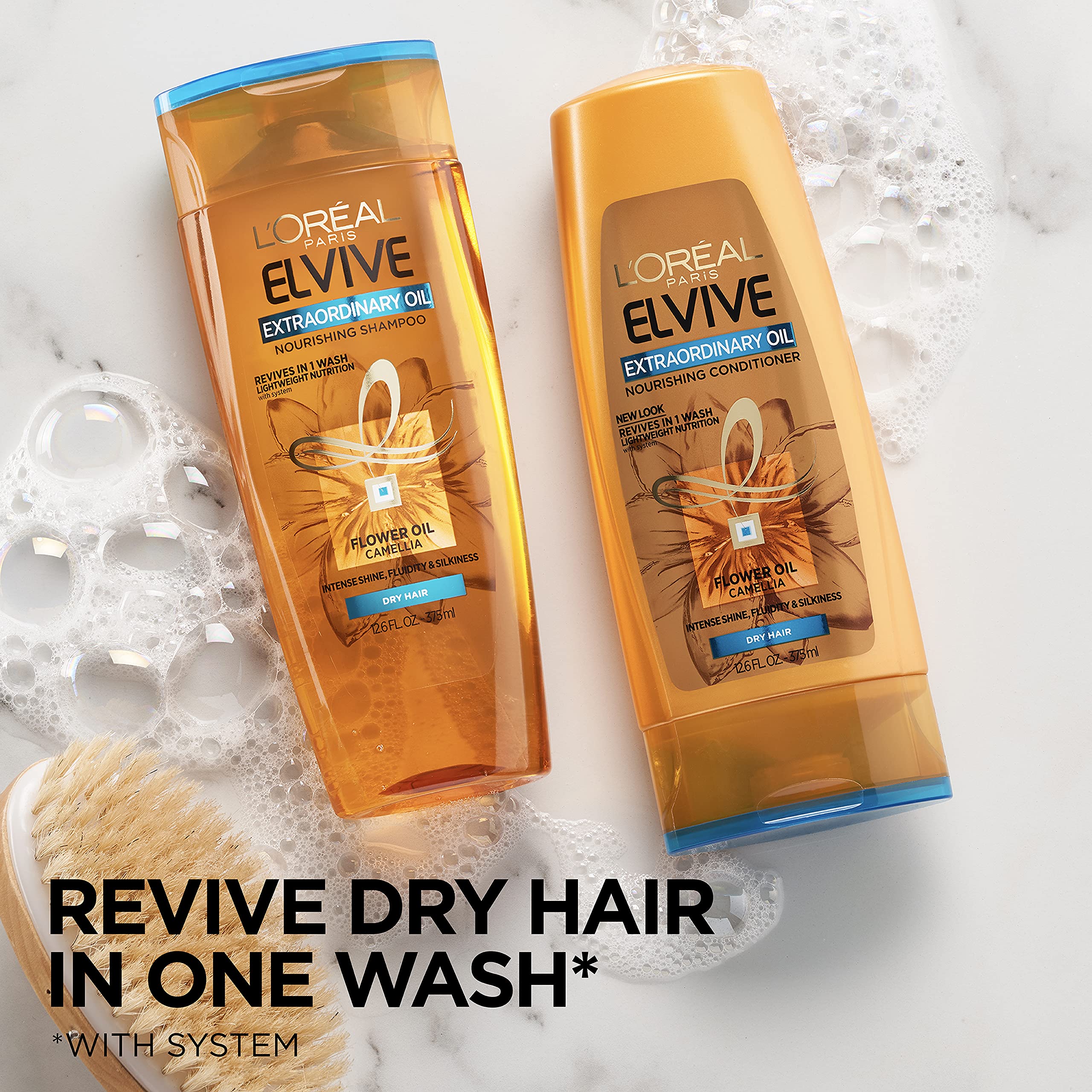 L’Oréal Paris Elvive Extraordinary Oil Nourishing Shampoo, for Dry or Dull Hair, Shampoo with Camellia Flower Oils, for Intense Hydration, Shine, and Silkiness, 28 Fl; Oz