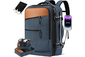 POWAITER Carry on Backpack, Large Travel Laptop Backpack 40L, 17 Inch Flight Approved Luggage Backpack for Men & Women with 4 Packing Cubes, Great for Airplanes - Marine Blue