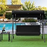 Yaheetech 3 Seater Outdoor Swing Chair Canopy Removable Cushions Black view 6