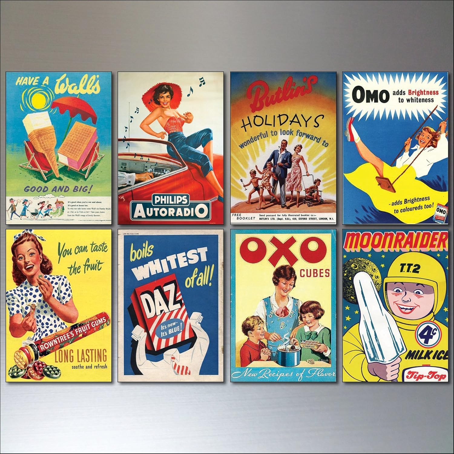 Vintage Advertising Posters Fridge Set of 8 large fridge