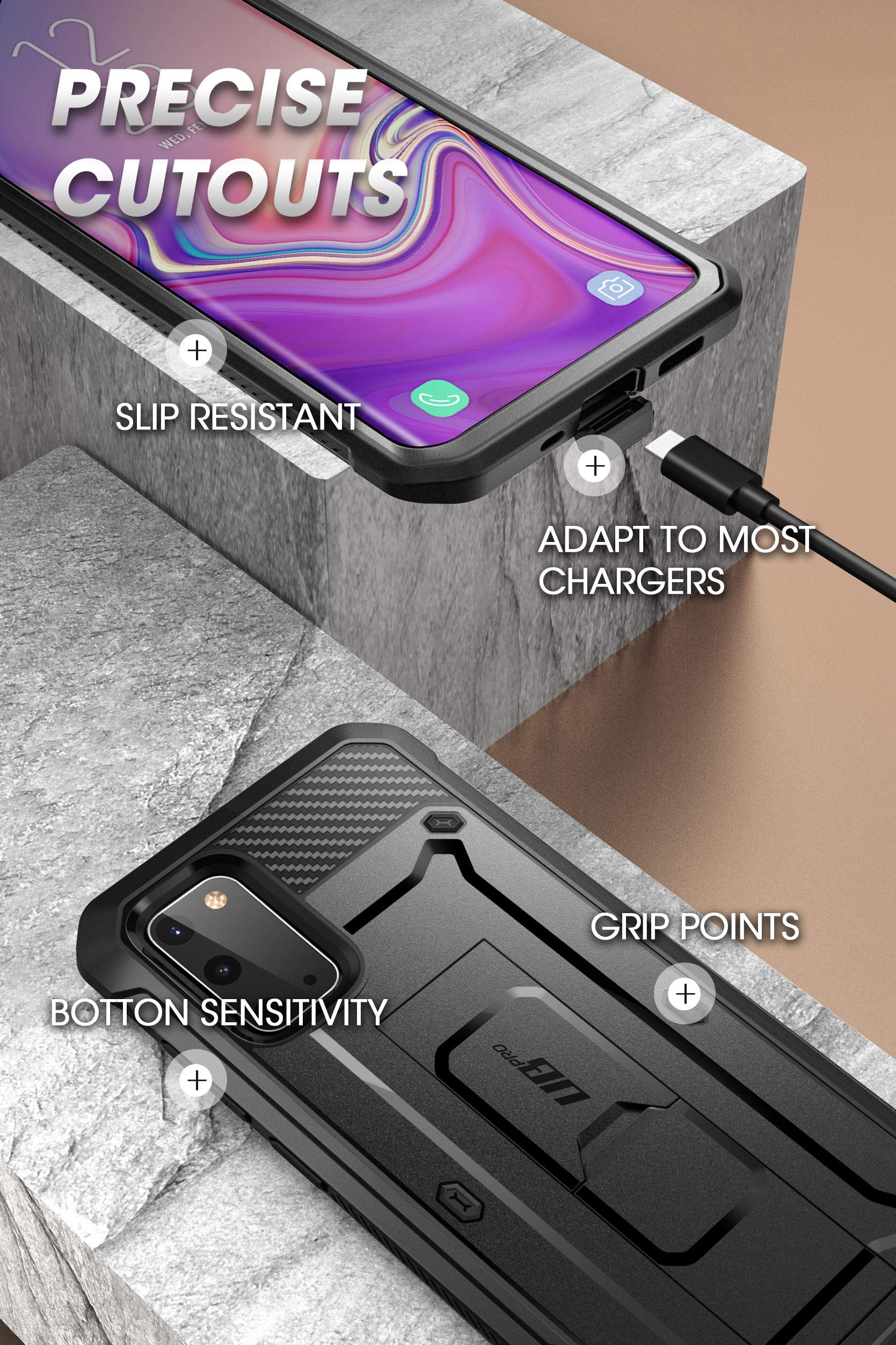 SUPCASE for Samsung Galaxy S20 Case with Stand (Unicorn Beetle Pro), [Built-in Belt Clip] Heavy Duty Rugged Kickstand Protective Phone Case Without Screen Protector for Samsung S20 5G, Black