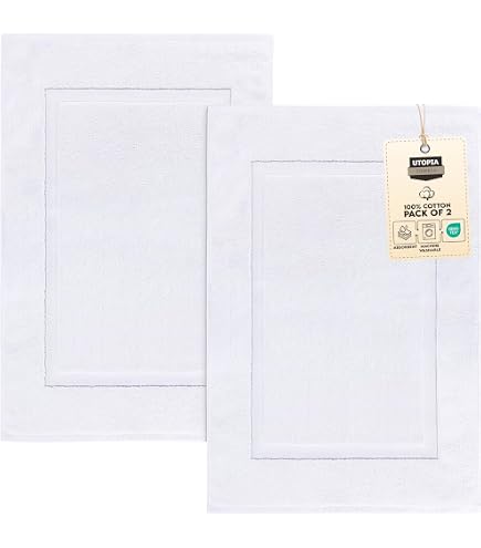 Hotel Quality Greek Key Bath Mat - Egyptian Cotton, Machine Washable