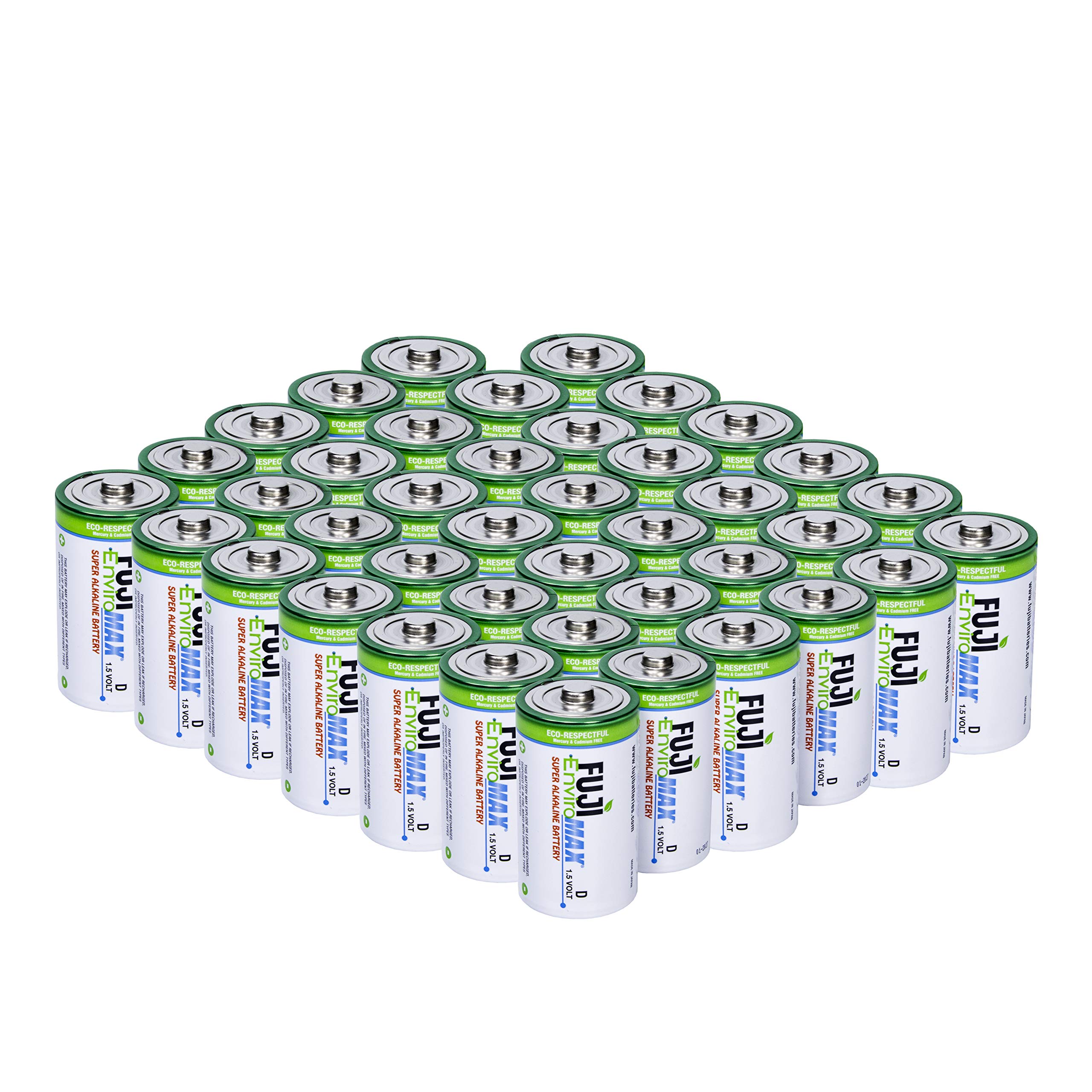 Fuji Enviromax 1.5V LR20 Super Alkaline Type D Batteries - No Harmful PVC & Heavy Metals Used, Long Lasting, Powerful, Size D Batteries (Pack of 48)
