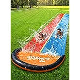 JAMBO Premium 18Ft Budget Slip Splash and Slide, Heavy Duty Water Slide with Advanced Sprinkler System, Backyard Waterslide, Splash Mat, Outdoor Water Toys n Slides for Kids