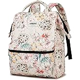 Kinmac Wide Open Style Laptop Backpack for Laptop Up to 15.6 Inch Men Women Travel Outdoor Backpack (Floral)