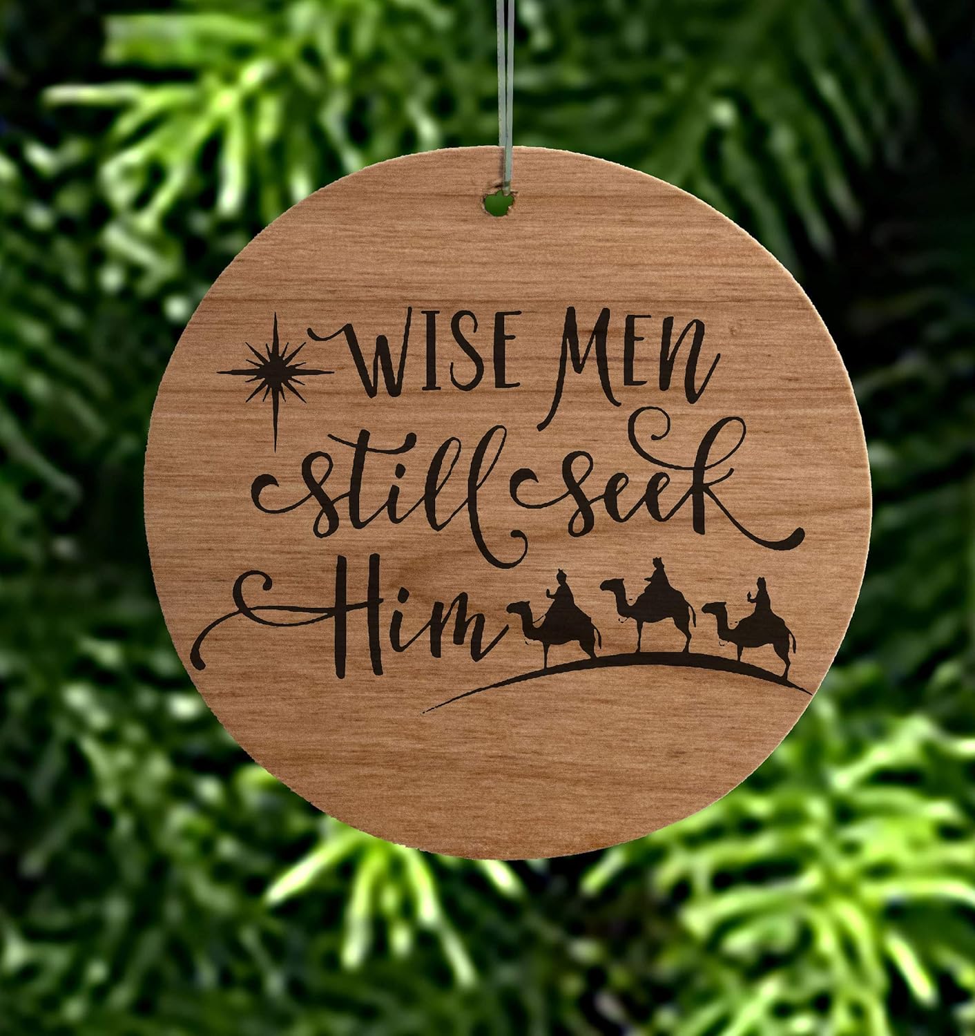 Amazon.com: Wise Men Still Seek Him Round Wood Christmas Ornament: Handmade