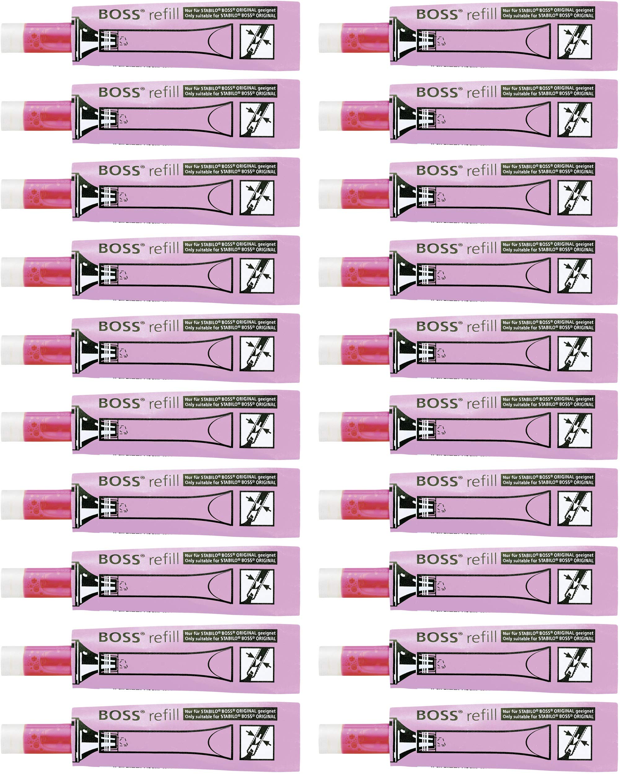 STABILO BOSS ORIGINAL - Highlighter Refill - Pack of 20 - Pink