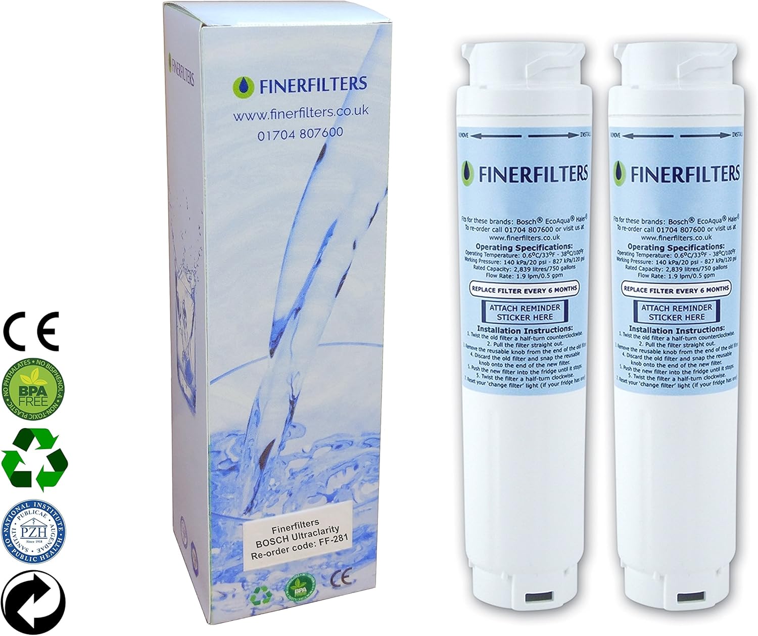 2 x Finerfilters FF-281 Fridge Water Filter Compatible with UltraClarity 644845 Fridge Water Filter Bosch, Siemens, Neff, Miele - Image 4